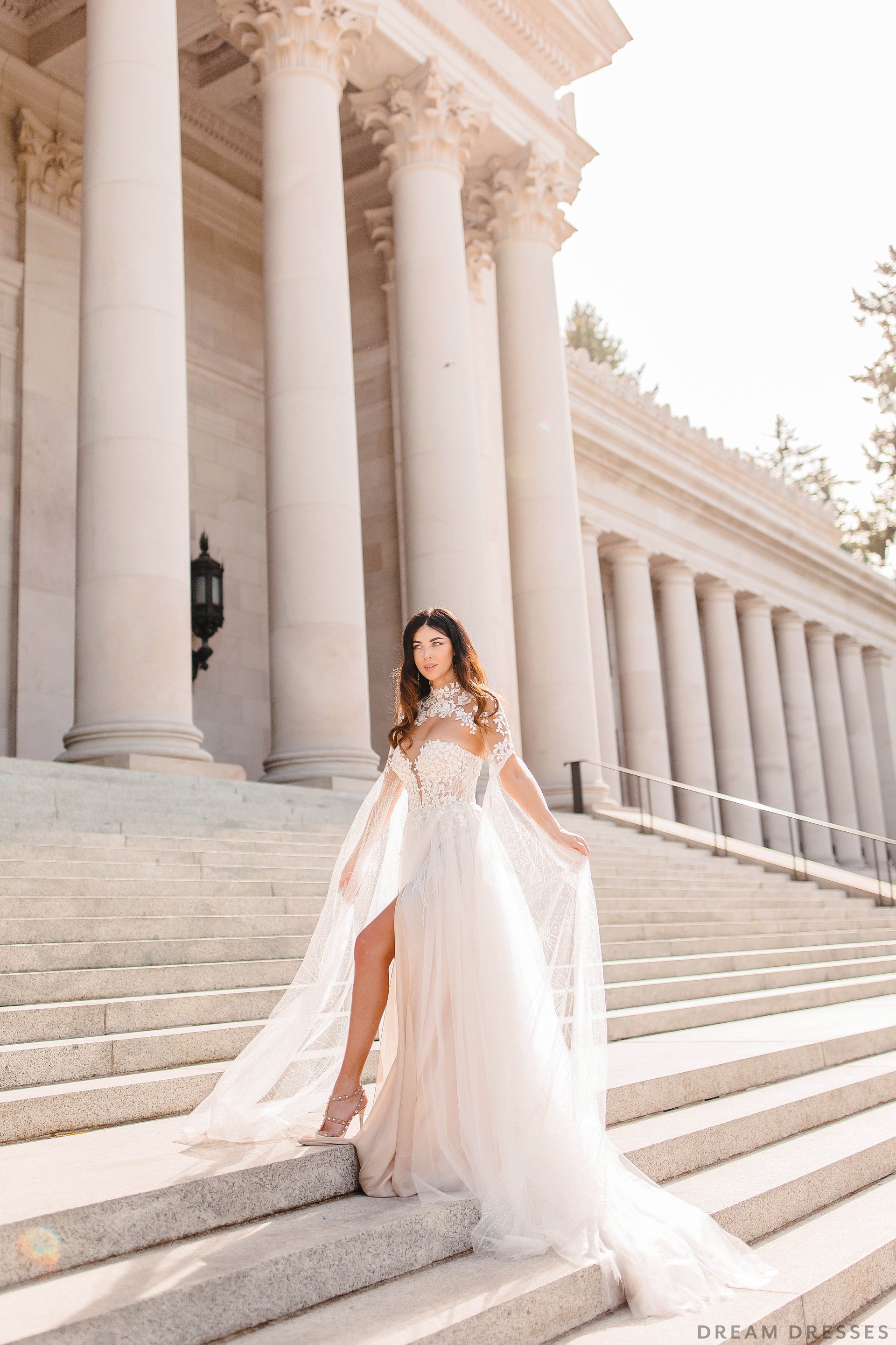 Lace Bridal Cape Sleeves (#CARINA) - Dream Dresses by P.M.N.