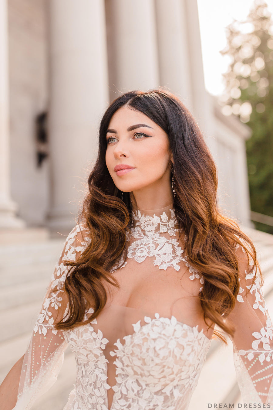 Lace Bridal Cape Sleeves (#CARINA) - Dream Dresses by P.M.N.