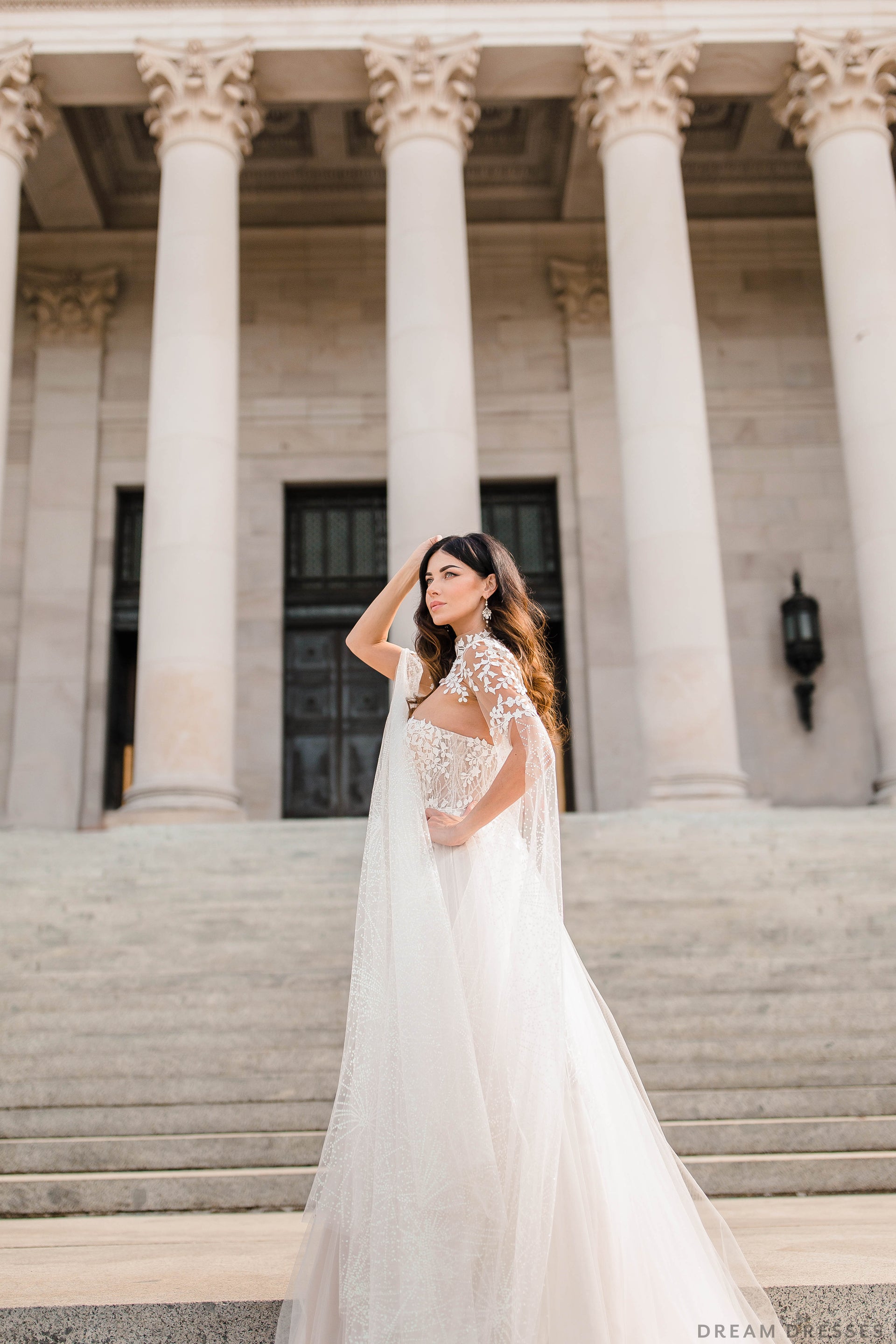 Lace Bridal Cape Sleeves (#CARINA) - Dream Dresses by P.M.N.