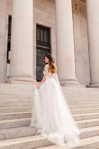 Lace Bridal Cape Sleeves (#CARINA) - Dream Dresses by P.M.N.