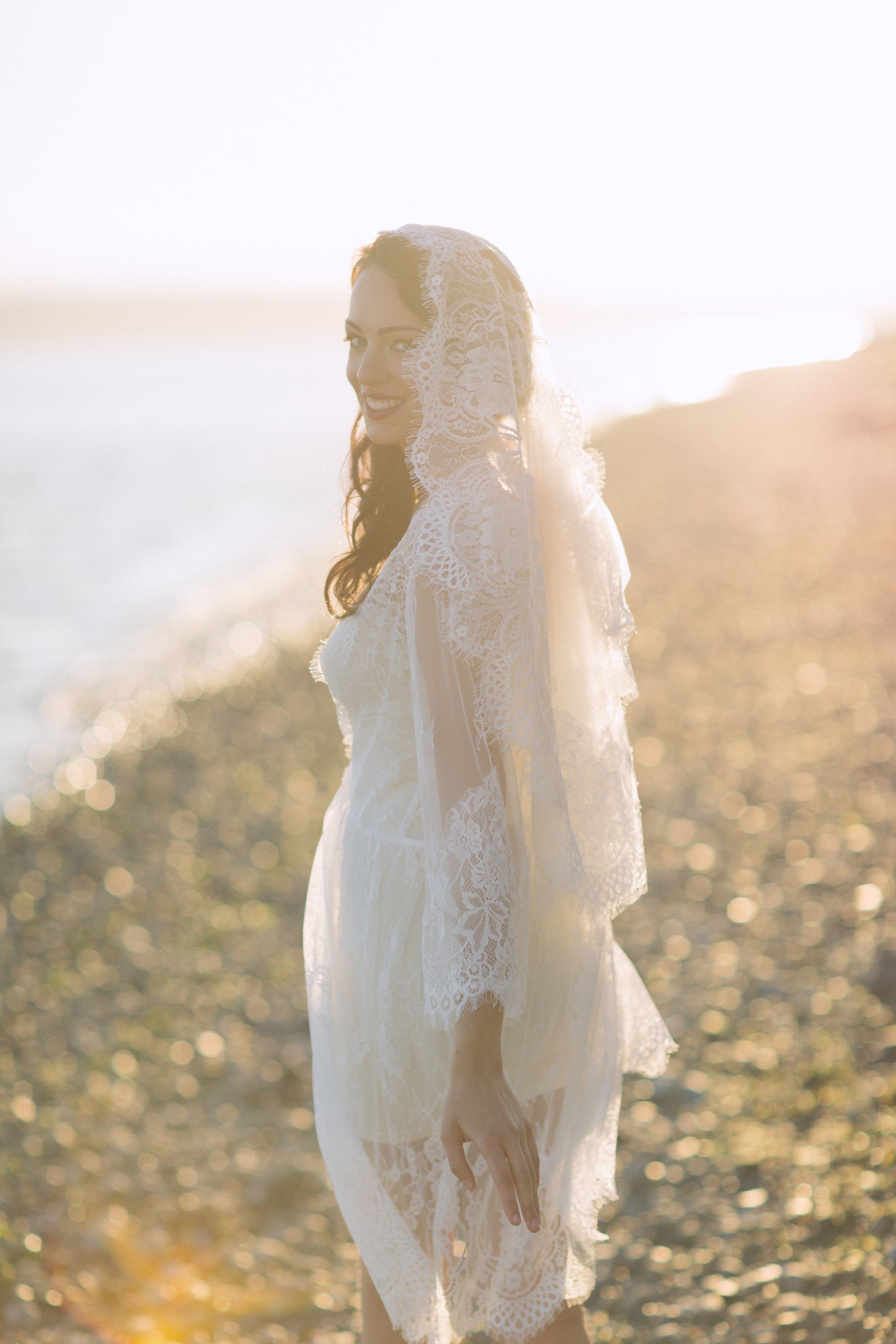 Mantilla Fingertip Veil (#Charlita) - Dream Dresses by P.M.N.