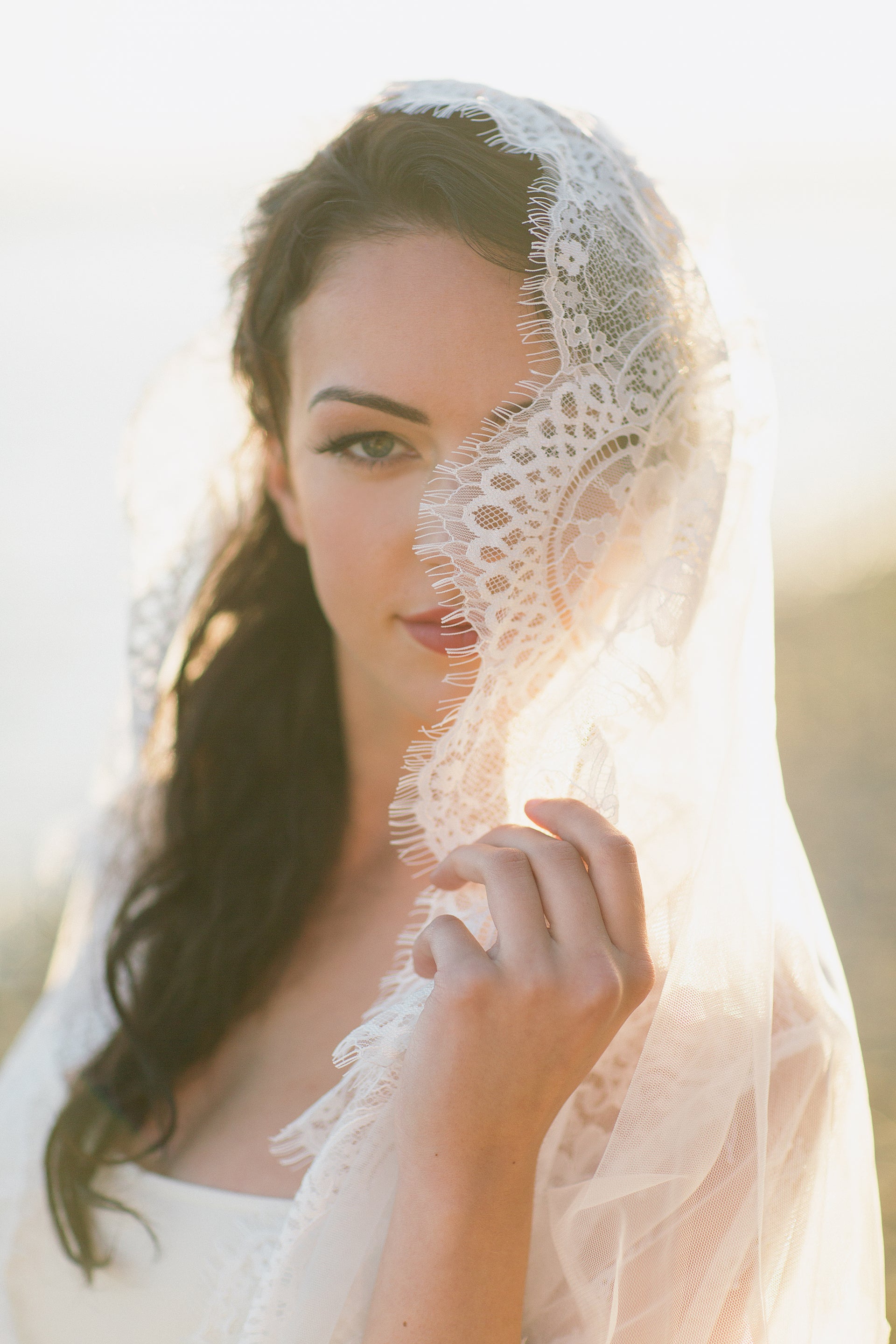 Mantilla Fingertip Veil (#Charlita) - Dream Dresses by P.M.N.