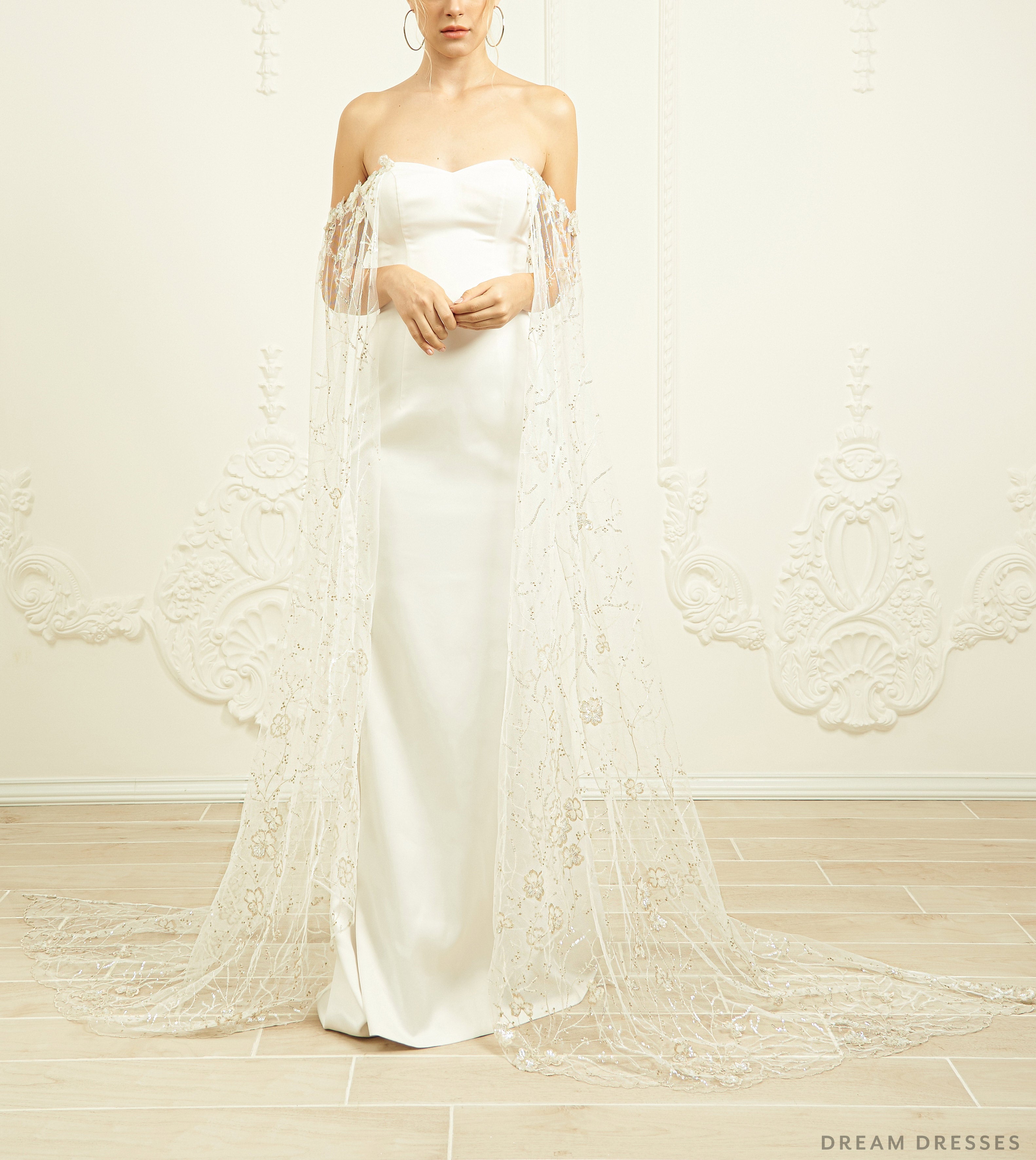 Detachable Bridal Cape Sleeves (#DAVINA)