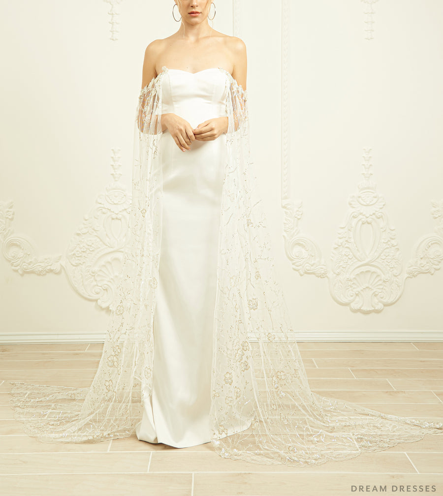 Detachable Bridal Cape Sleeves (#DAVINA) - Dream Dresses by P.M.N.