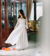 White Bridal Ao Dai | Vietnamese Lace Bridal Dress (#ISABELLE) - Dream Dresses by P.M.N.
