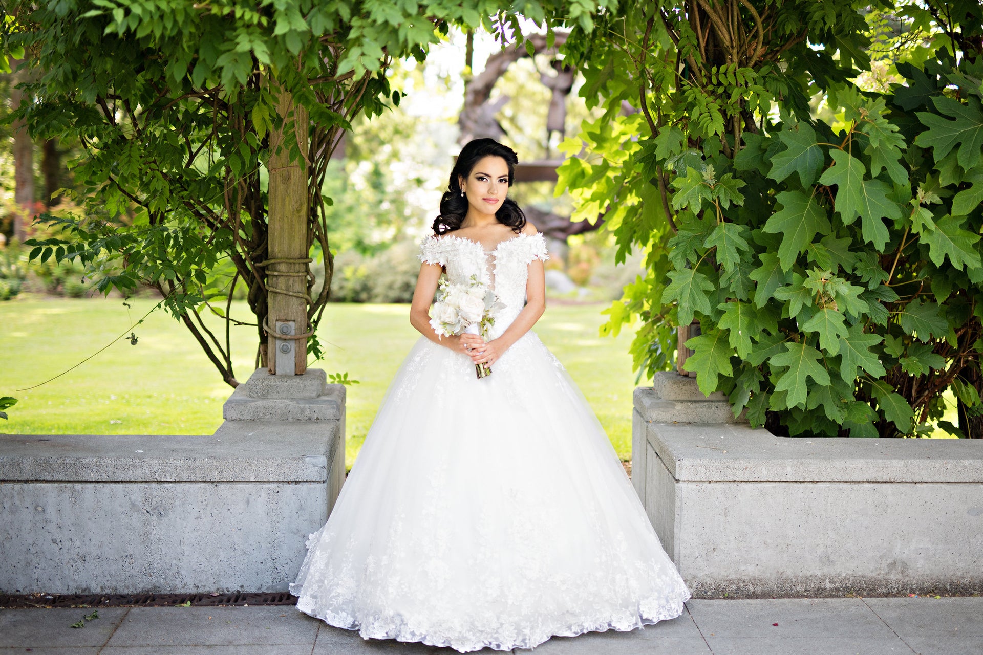 Off Shoulder Lace Ball Gown with 3D Flowers (Style #Wora PB146) - Dream Dresses by P.M.N
 - 2