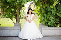 Off Shoulder Lace Ball Gown with 3D Flowers (Style #Wora PB146) - Dream Dresses by P.M.N
 - 2