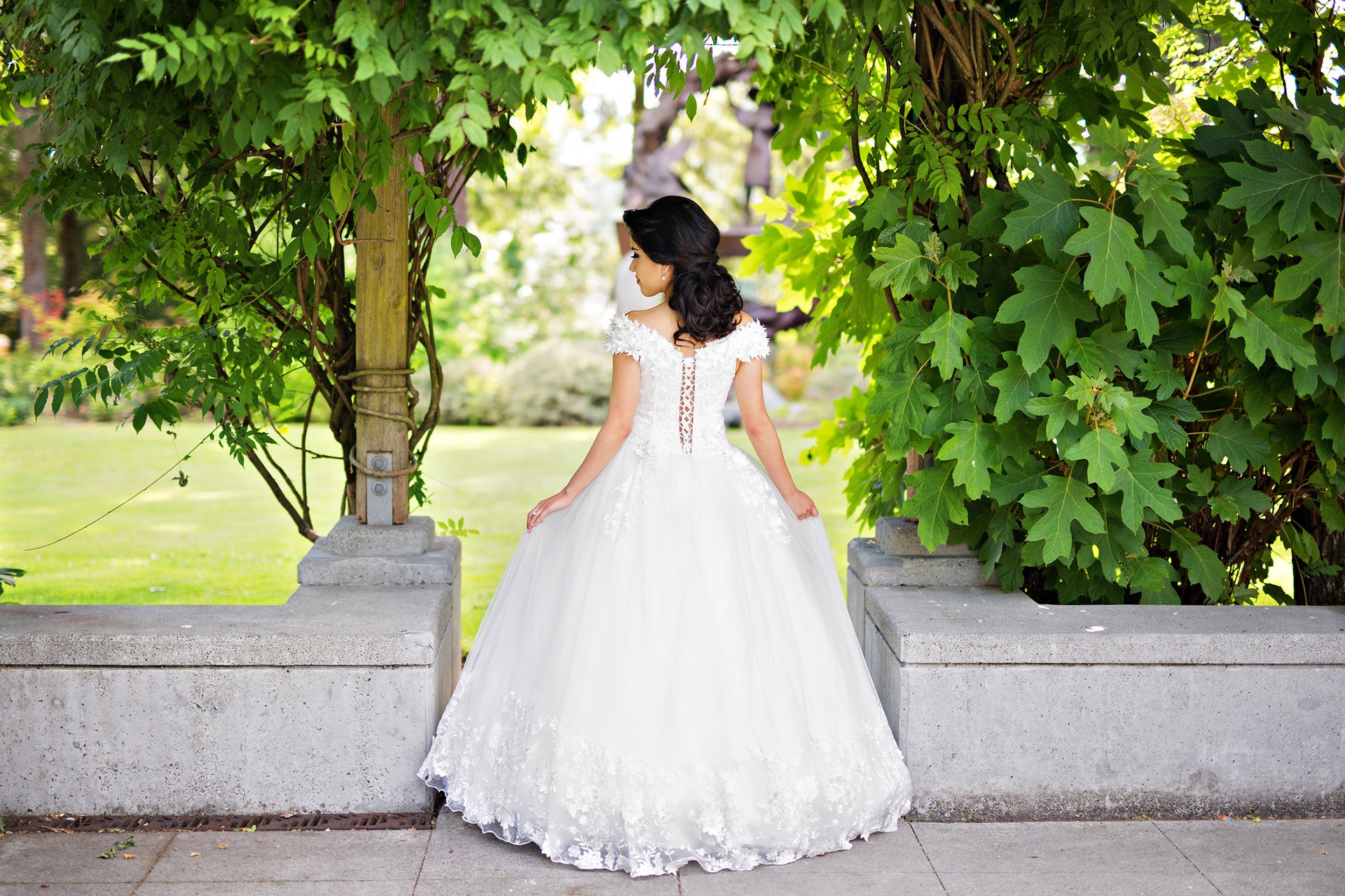 Off Shoulder Lace Ball Gown with 3D Flowers (Style #Wora PB146) - Dream Dresses by P.M.N
 - 5
