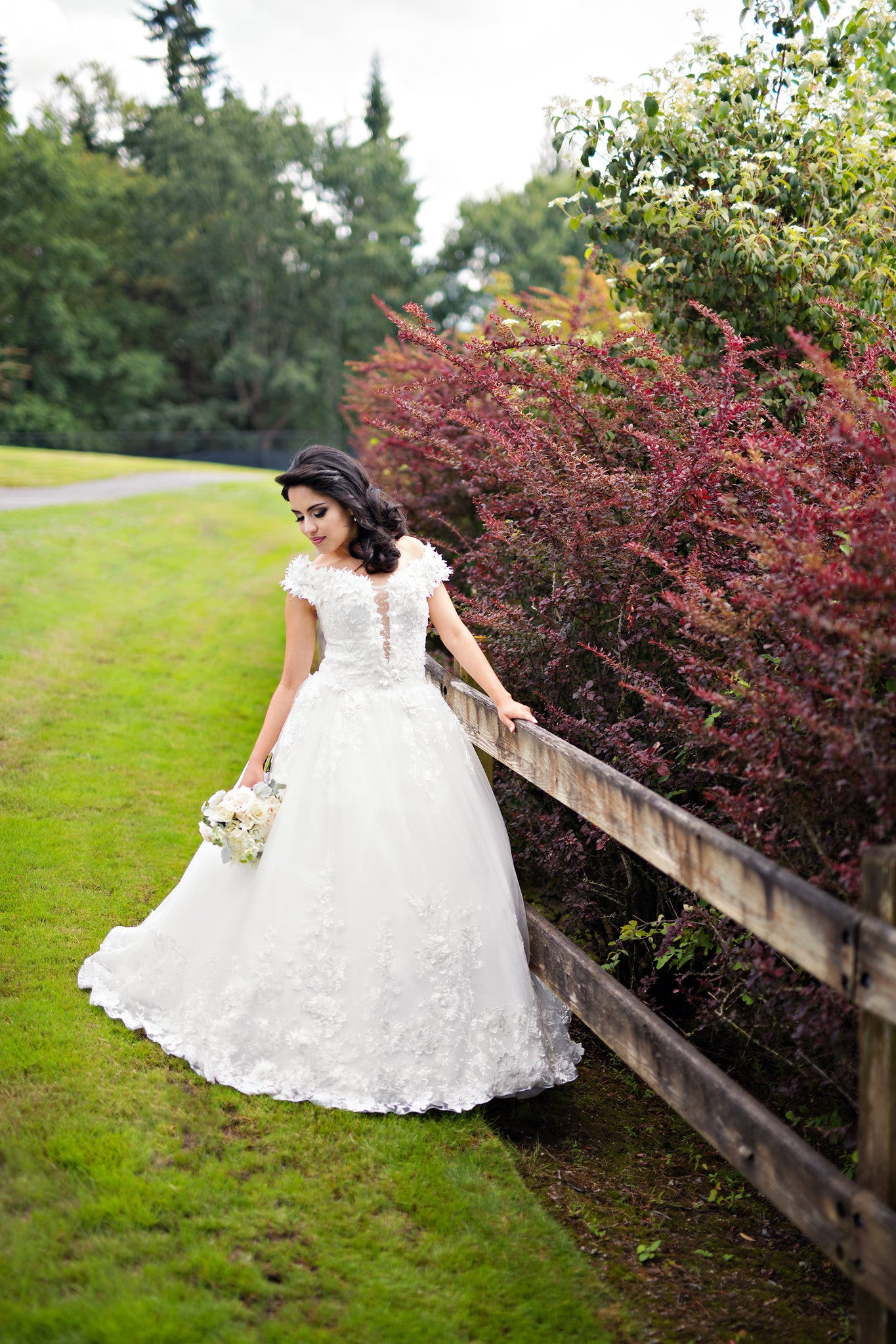 Off Shoulder Lace Ball Gown with 3D Flowers (Style #Wora PB146) - Dream Dresses by P.M.N
 - 7
