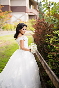 SAMPLE SALE/ Off Shoulder Lace Ball Gown with 3D Flowers (#Alexia) - Dream Dresses by P.M.N
 - 8