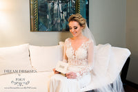 Long Sleeve Wedding Dress With Lace Top (#SS16101) - Dream Dresses by P.M.N
 - 6