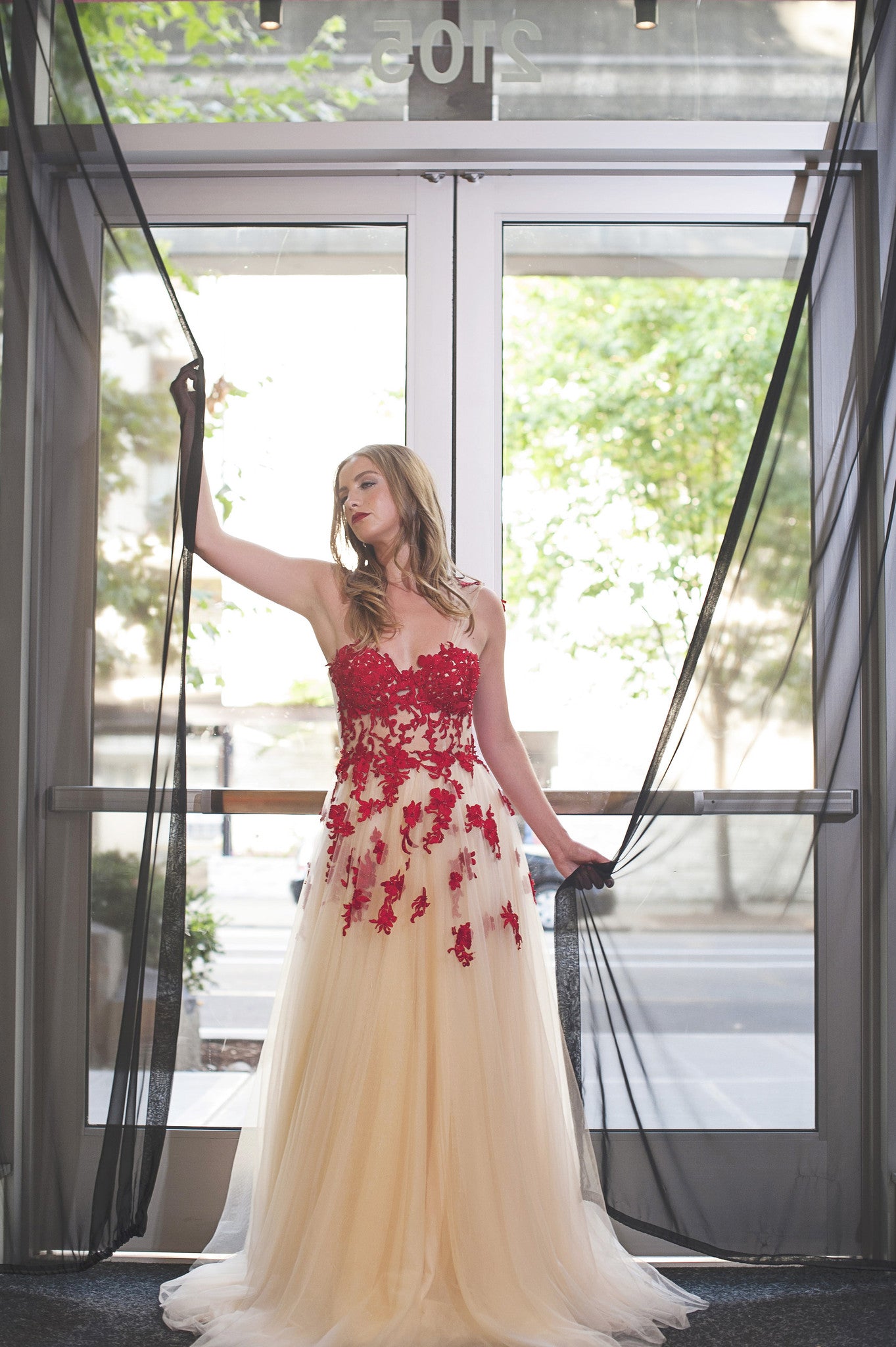 champagne red prom dress Wine Red Long Prom Dress with Notched Neckline Wine / 0