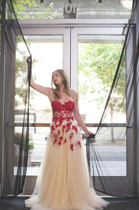 Red And Champagne Tulle Dress (Style #FW16100) - Dream Dresses by P.M.N
 - 5
