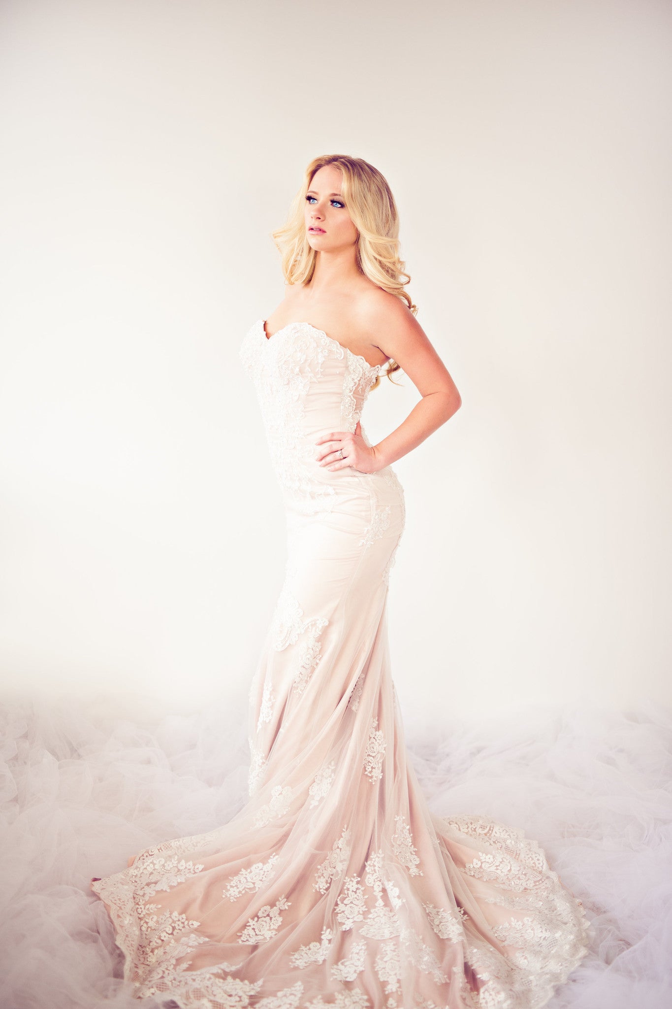 SAMPLE SALE/ Beaded Lace Mermaid Dress With illusion Back (Style # IngaLisa PB109) - Dream Dresses by P.M.N
 - 3