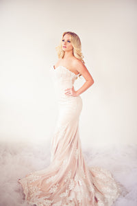 SAMPLE SALE/ Beaded Lace Mermaid Dress With illusion Back (Style # IngaLisa PB109) - Dream Dresses by P.M.N
 - 3