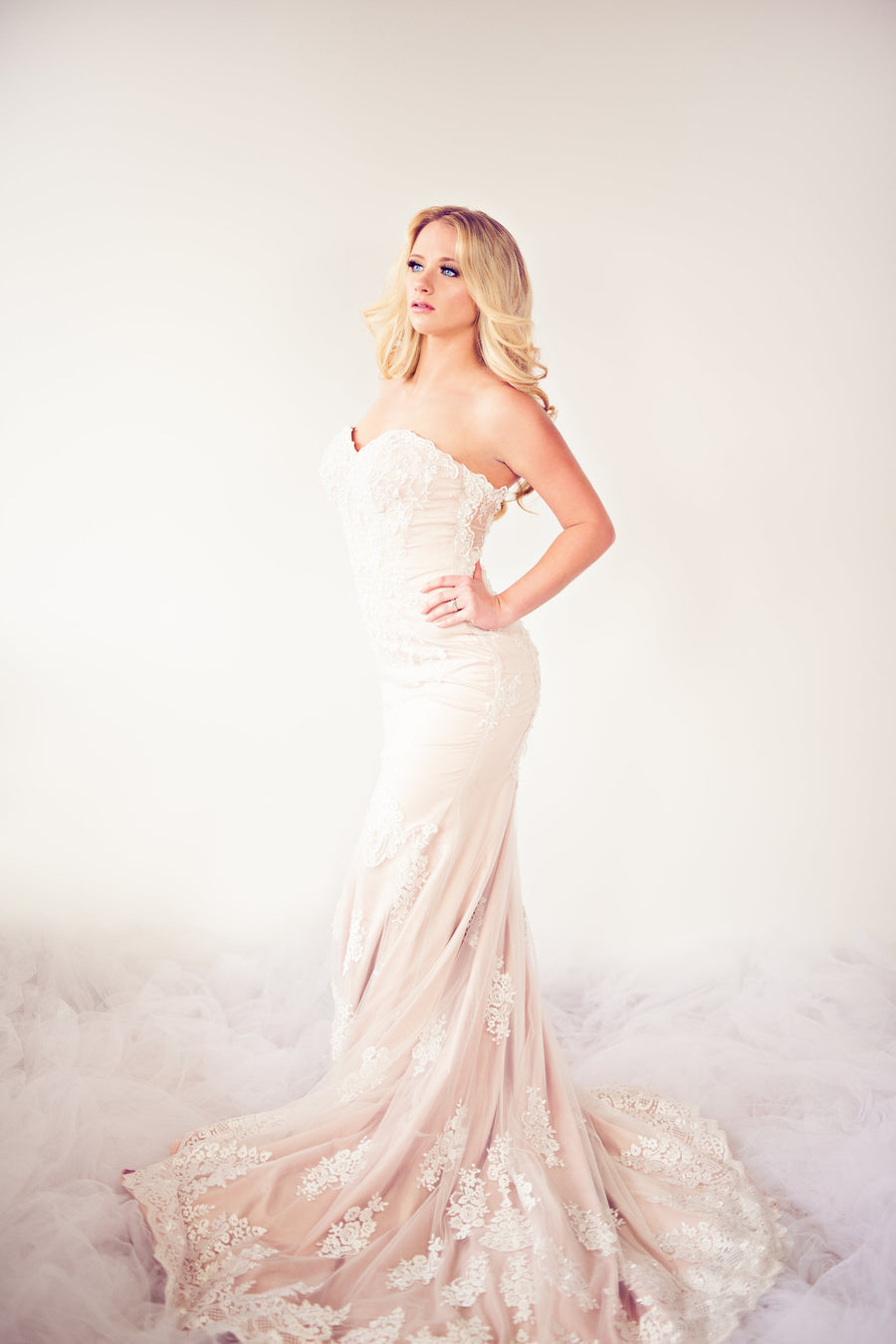 SAMPLE SALE/ Beaded Lace Mermaid Dress With illusion Back (Style # IngaLisa PB109) - Dream Dresses by P.M.N
 - 3