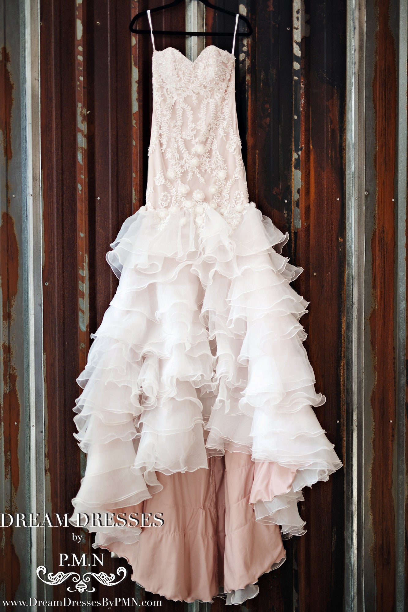 Blush Pink Tiered Trumpet Wedding Dress | Dream Dresses SS16103 Blush Pink Tiered Trumpet Wedding Dress | Dream Dresses SS16103
