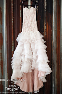 SAMPLE SALE/ Blush Pink Tiered Trumpet Wedding Dress  (#SS16103) - Dream Dresses by P.M.N
 - 3