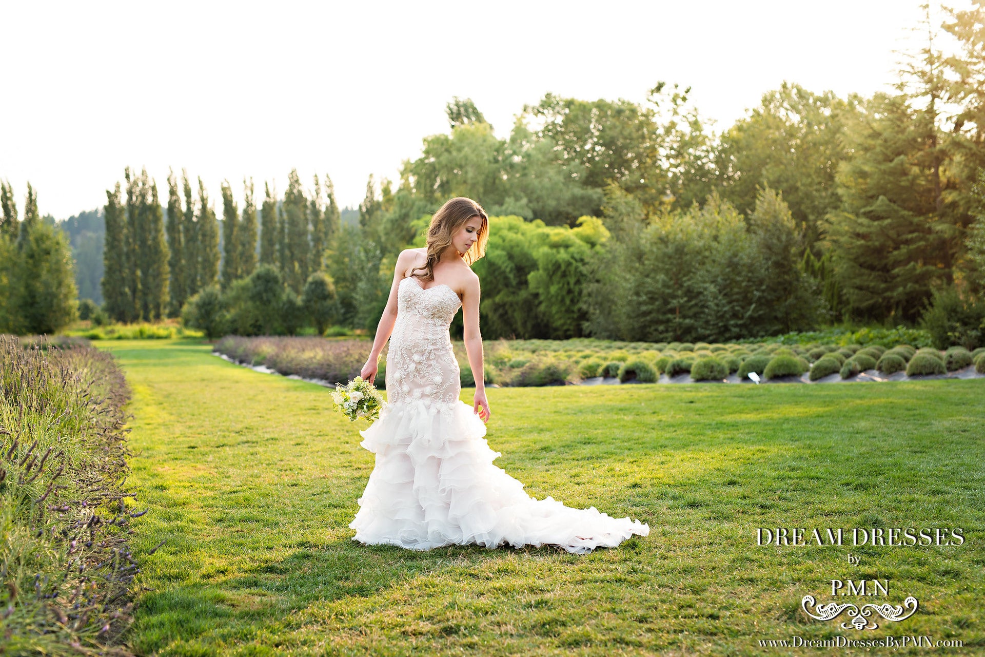 Blush Pink Tiered Trumpet Wedding Dress  (#SS16103) - Dream Dresses by P.M.N
 - 5