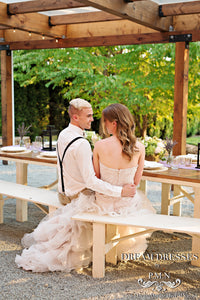 SAMPLE SALE/ Blush Pink Tiered Trumpet Wedding Dress  (#SS16103) - Dream Dresses by P.M.N
 - 5