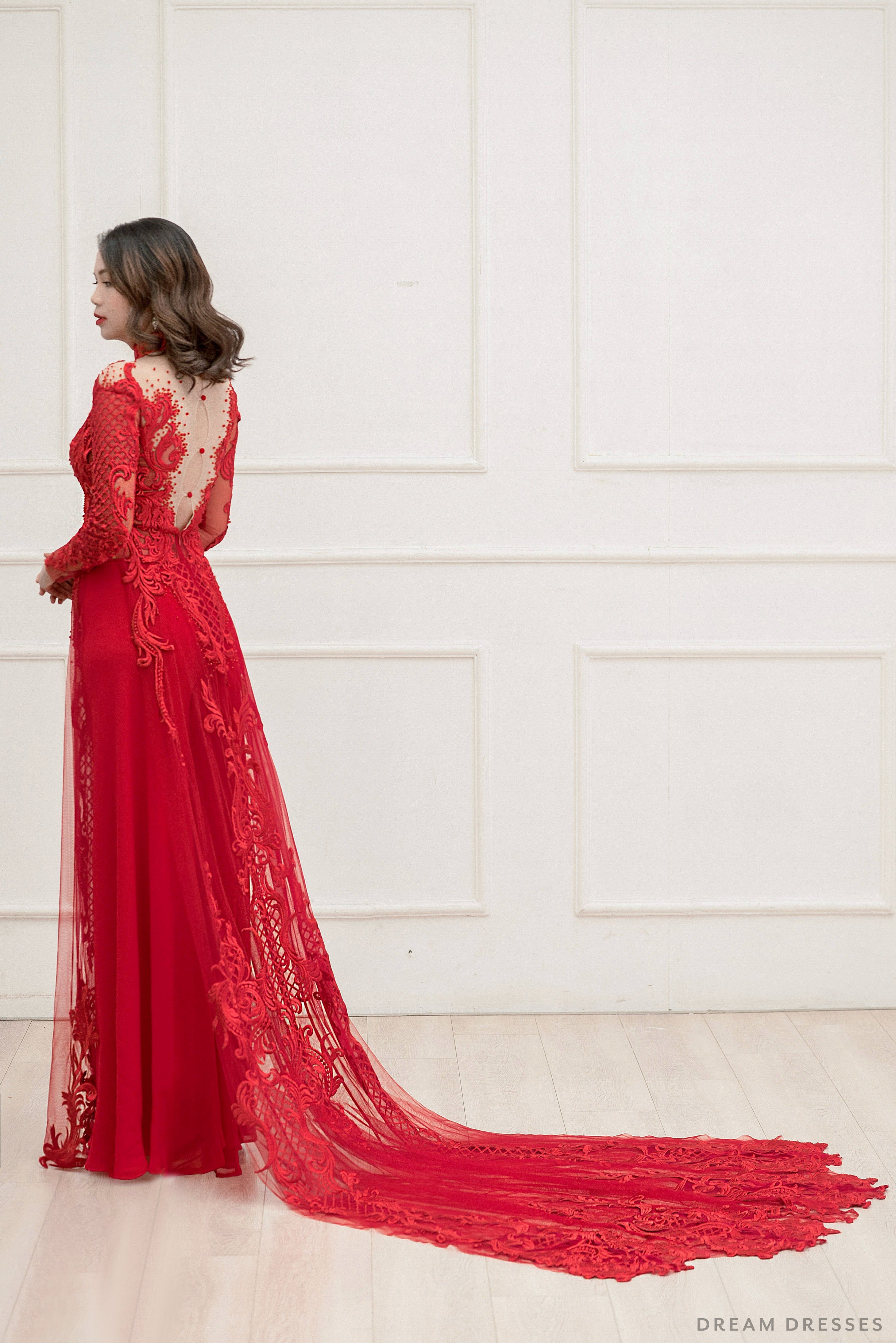 Red Bridal Ao Dai | Custom Made Vietnamese Bridal Dress (#TATIA)