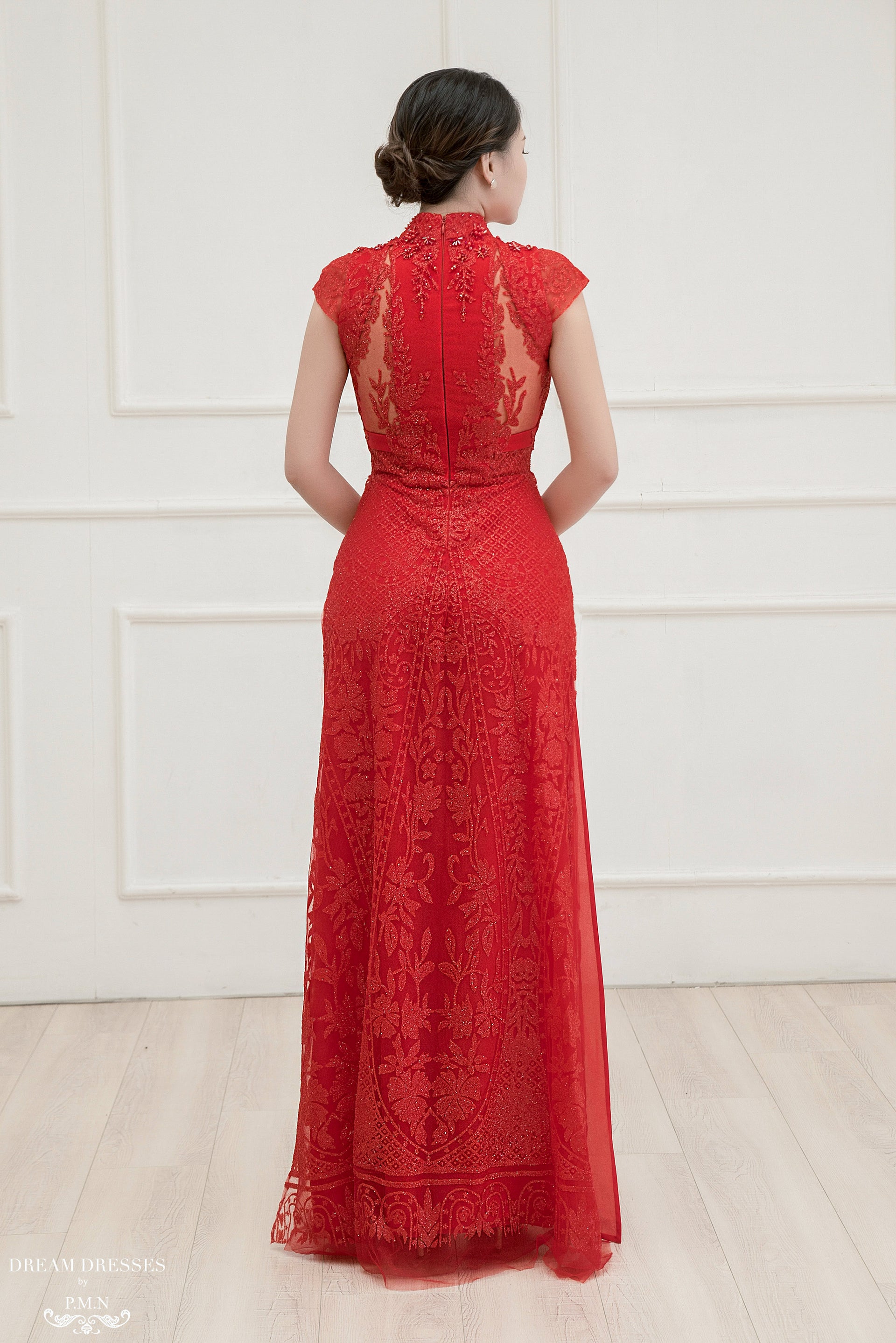 Red Bridal Ao Dai | Vietnamese Bridal Dress (#APOLLINE) - Dream Dresses by P.M.N.