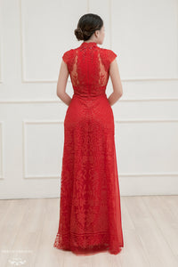 Red Bridal Ao Dai | Vietnamese Bridal Dress (#APOLLINE) - Dream Dresses by P.M.N.