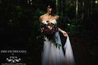 Beaded Lace Tulle Gown With Plunging Neckline (Style #PB192) - Dream Dresses by P.M.N
 - 3