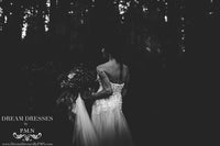 Beaded Lace Tulle Gown With Plunging Neckline (Style #PB192) - Dream Dresses by P.M.N
 - 4