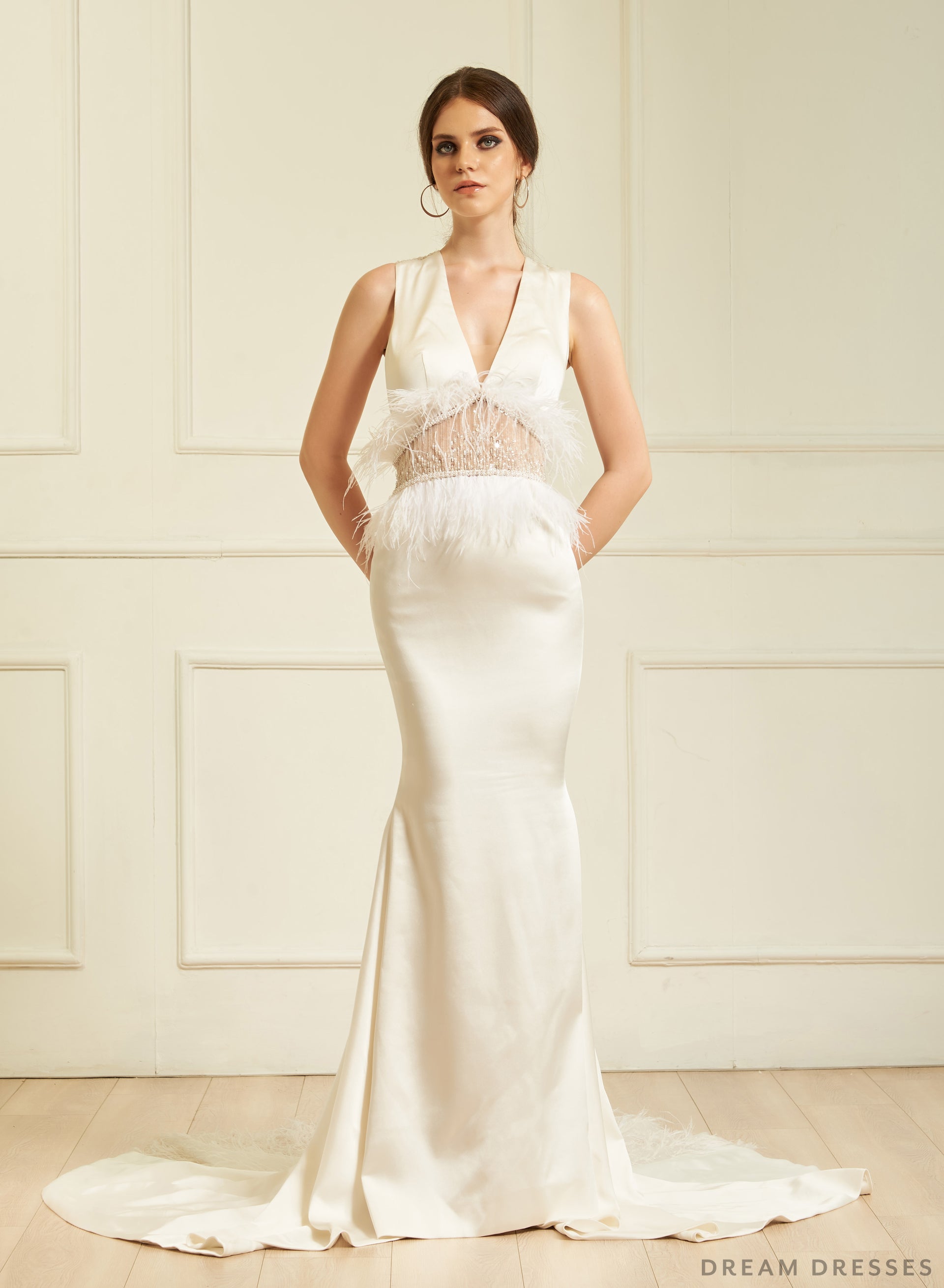 V-neck Halter Wedding Dress (#Darya) - Dream Dresses by P.M.N.