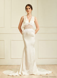 V-neck Halter Wedding Dress (#Darya) - Dream Dresses by P.M.N.