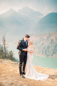 Blush Mermaid Wedding Dress with Removable Overskirt (#BELVA) - Dream Dresses by P.M.N.