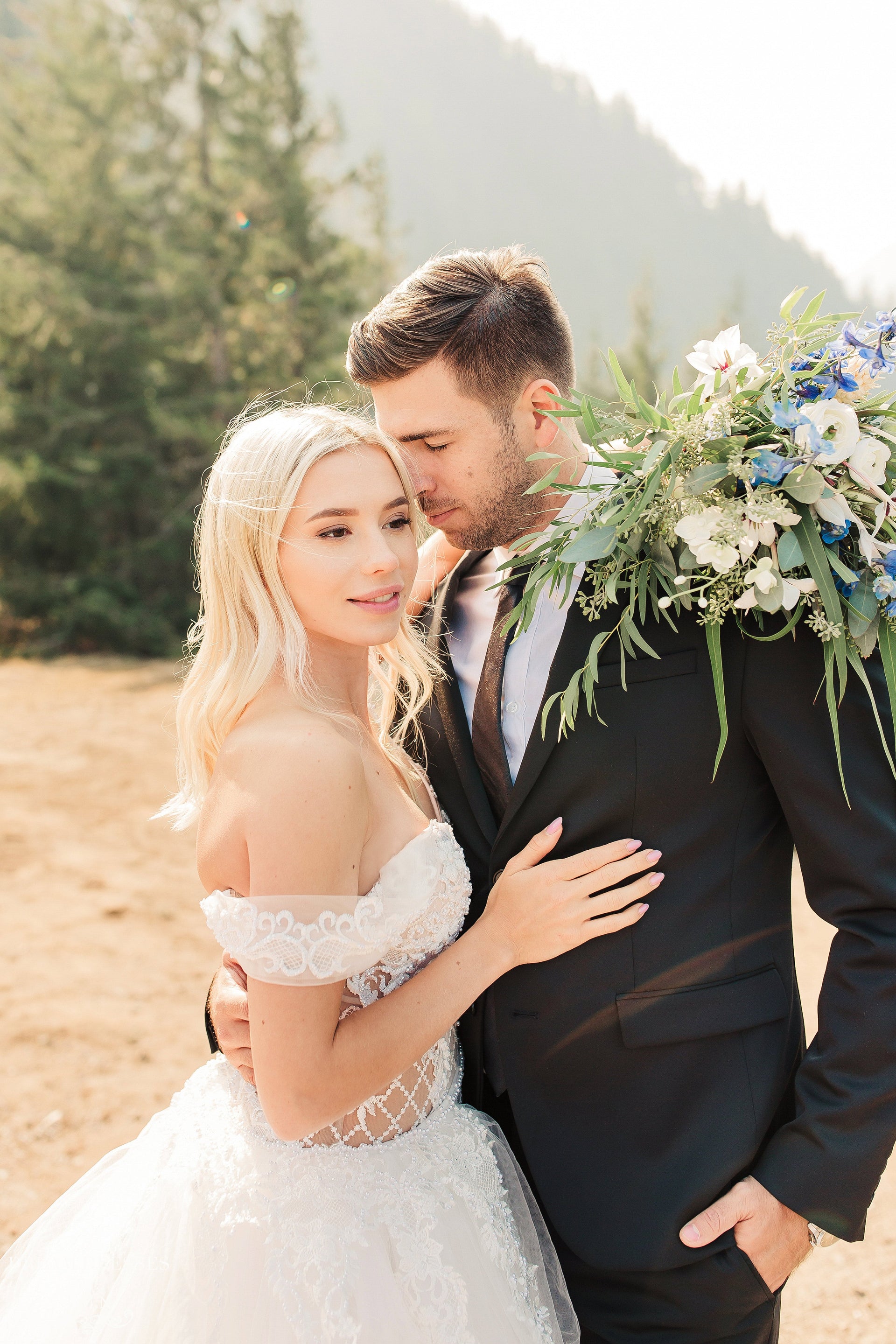 Blush Mermaid Wedding Dress with Removable Overskirt (#BELVA) - Dream Dresses by P.M.N.