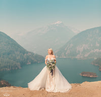 Blush Mermaid Wedding Dress with Removable Overskirt (#BELVA) - Dream Dresses by P.M.N.