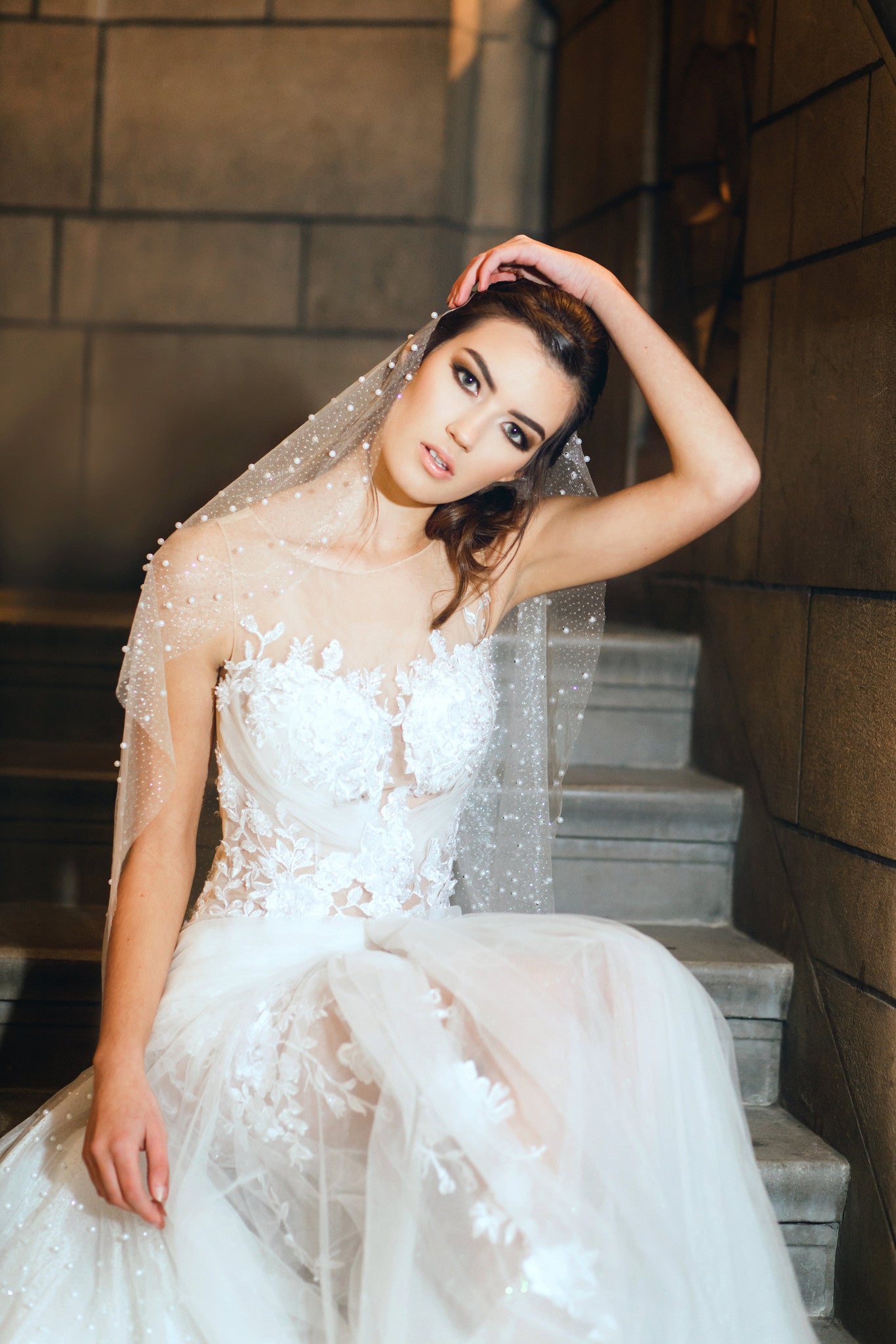 Lace illusion Bodice Wedding Dress (#Mabelle)