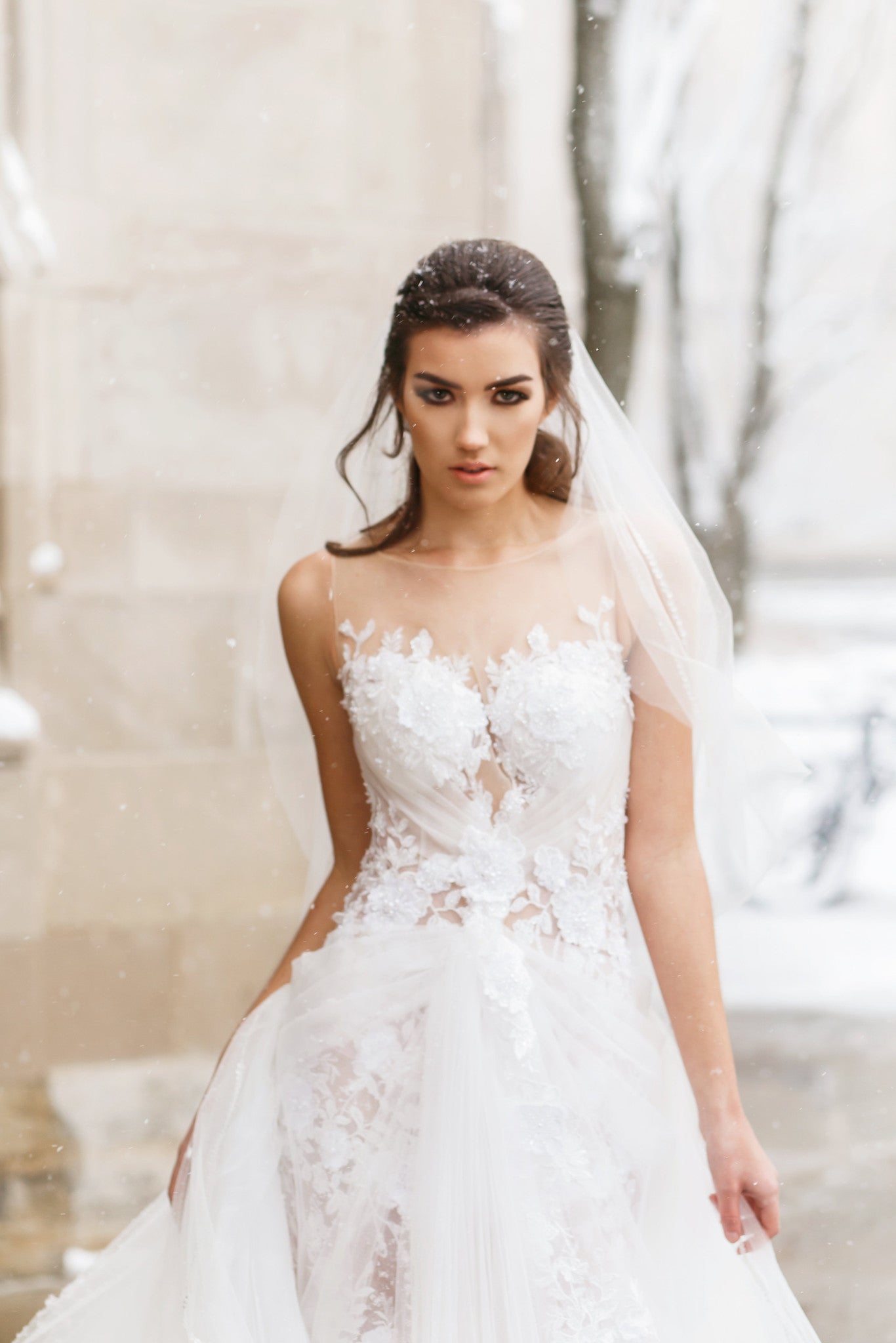 Lace illusion Bodice Wedding Dress (#Mabelle)