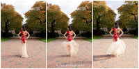 Sexy Tulle Beige Evening Gown with All Over Red Embroidery (#Vivien ) - Dream Dresses by P.M.N
 - 4