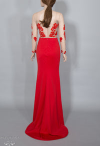 illusion Red Lace Gown (#Elaine) - Dream Dresses by P.M.N.