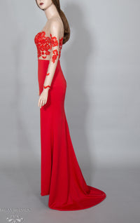 illusion Red Lace Gown (#Elaine) - Dream Dresses by P.M.N.
