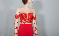 illusion Red Lace Gown (#Elaine) - Dream Dresses by P.M.N.