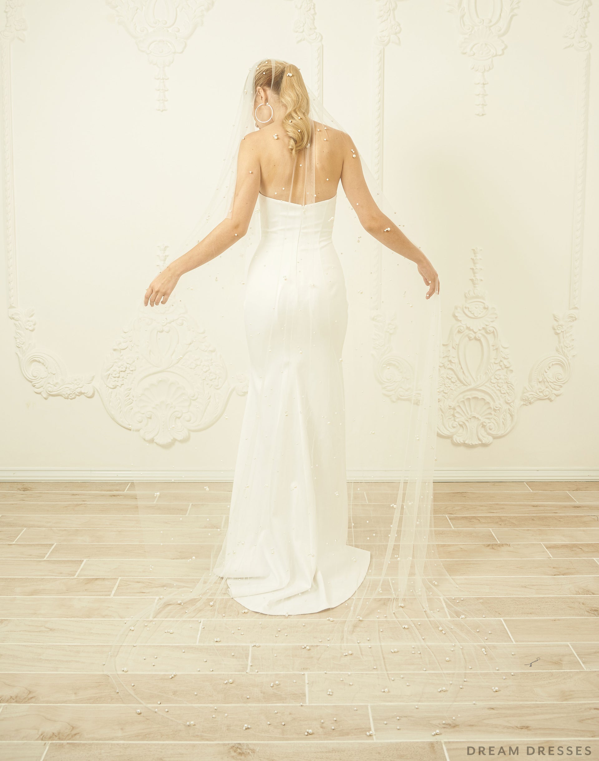 Pearl Bridal Drop Veil (#Eddan) - Dream Dresses by P.M.N.