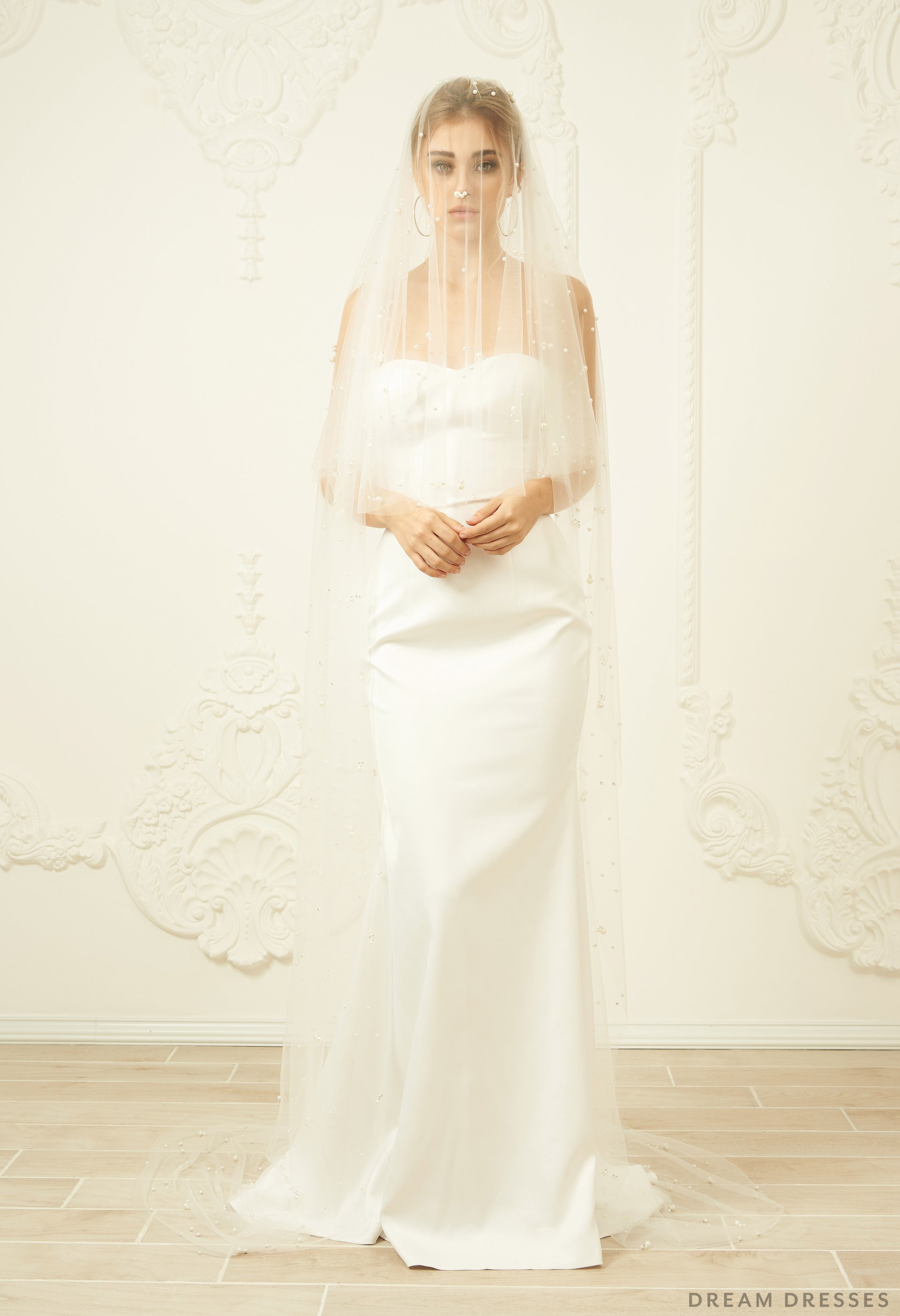 Pearl Bridal Drop Veil (#Eddan) - Dream Dresses by P.M.N.