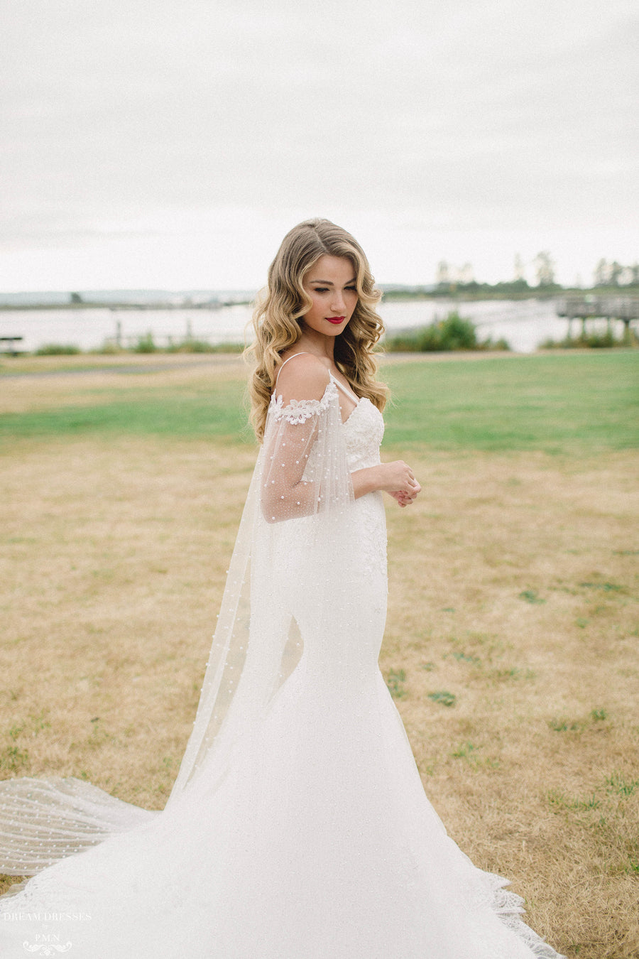 Detachable Bridal Sleeve Cape (#ELAINA) - Dream Dresses by P.M.N.