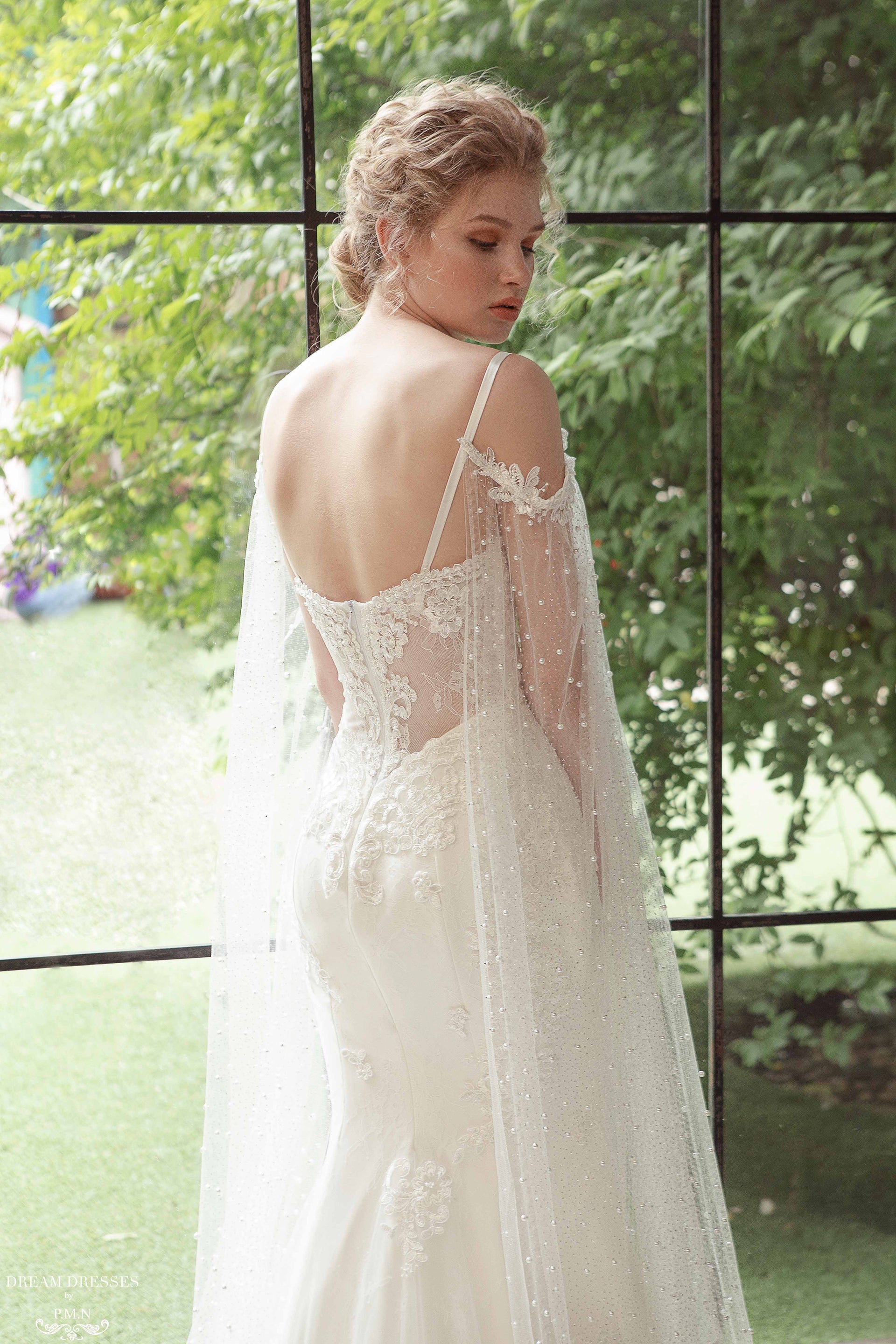 Detachable Bridal Sleeve Cape (#ELAINA) - Dream Dresses by P.M.N.