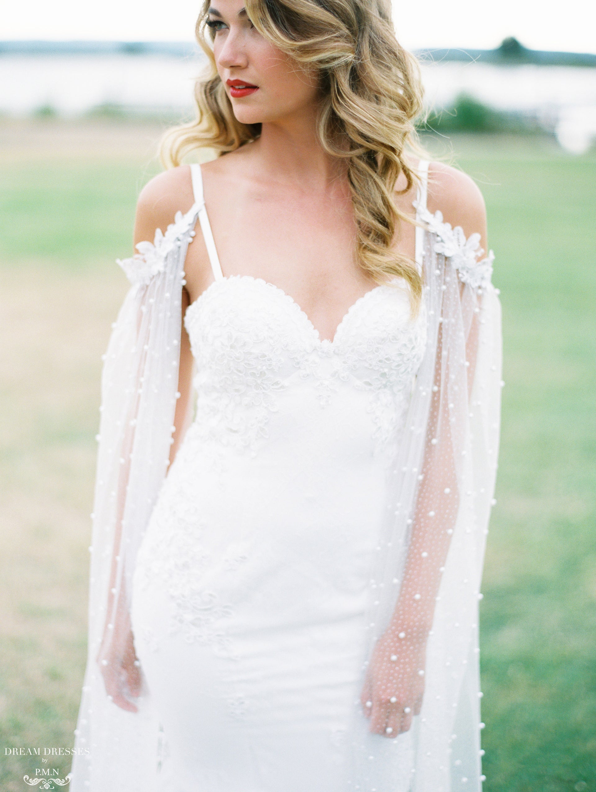 Detachable Bridal Sleeve Cape (#ELAINA) - Dream Dresses by P.M.N.