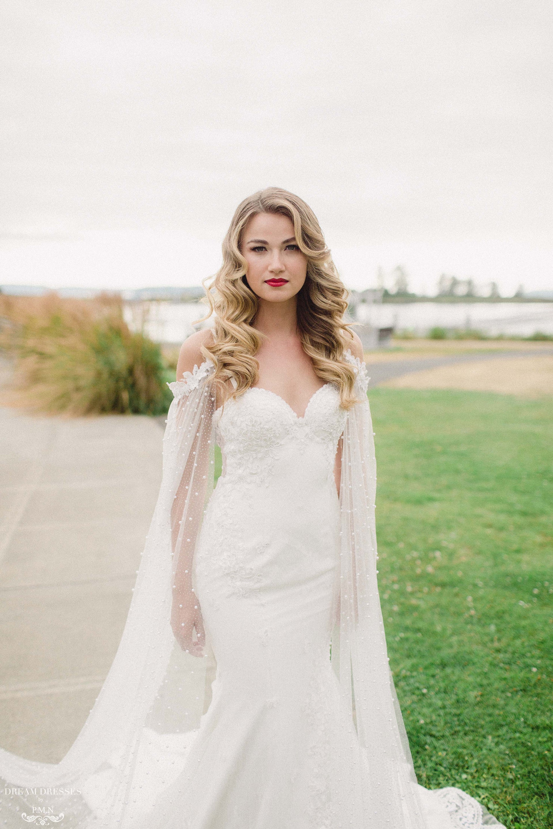 Detachable Bridal Sleeve Cape (#ELAINA) - Dream Dresses by P.M.N.