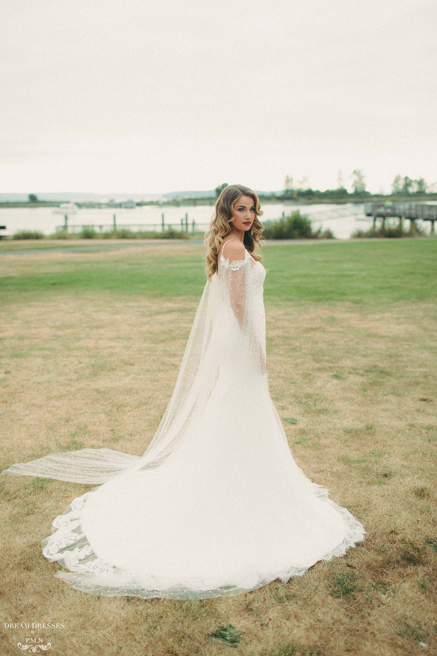 Detachable Bridal Sleeve Cape (#ELAINA) - Dream Dresses by P.M.N.