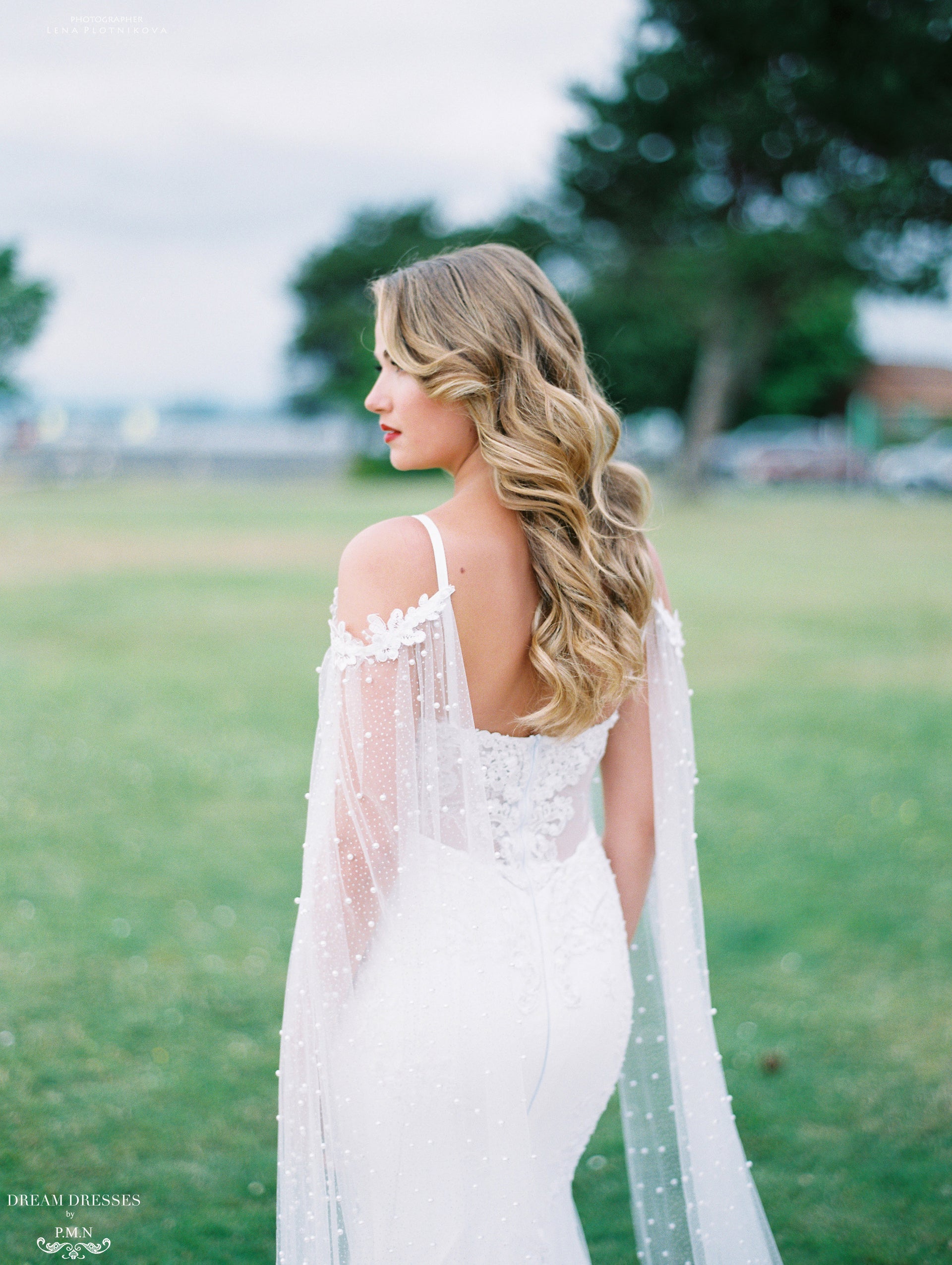 Detachable Bridal Sleeve Cape (#ELAINA) - Dream Dresses by P.M.N.