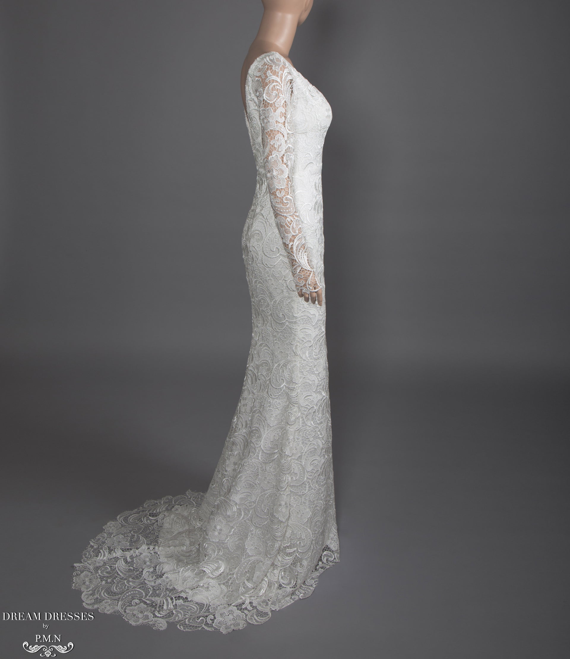 Long Sleeve Lace Wedding Dress (#Elise) - Dream Dresses by P.M.N.