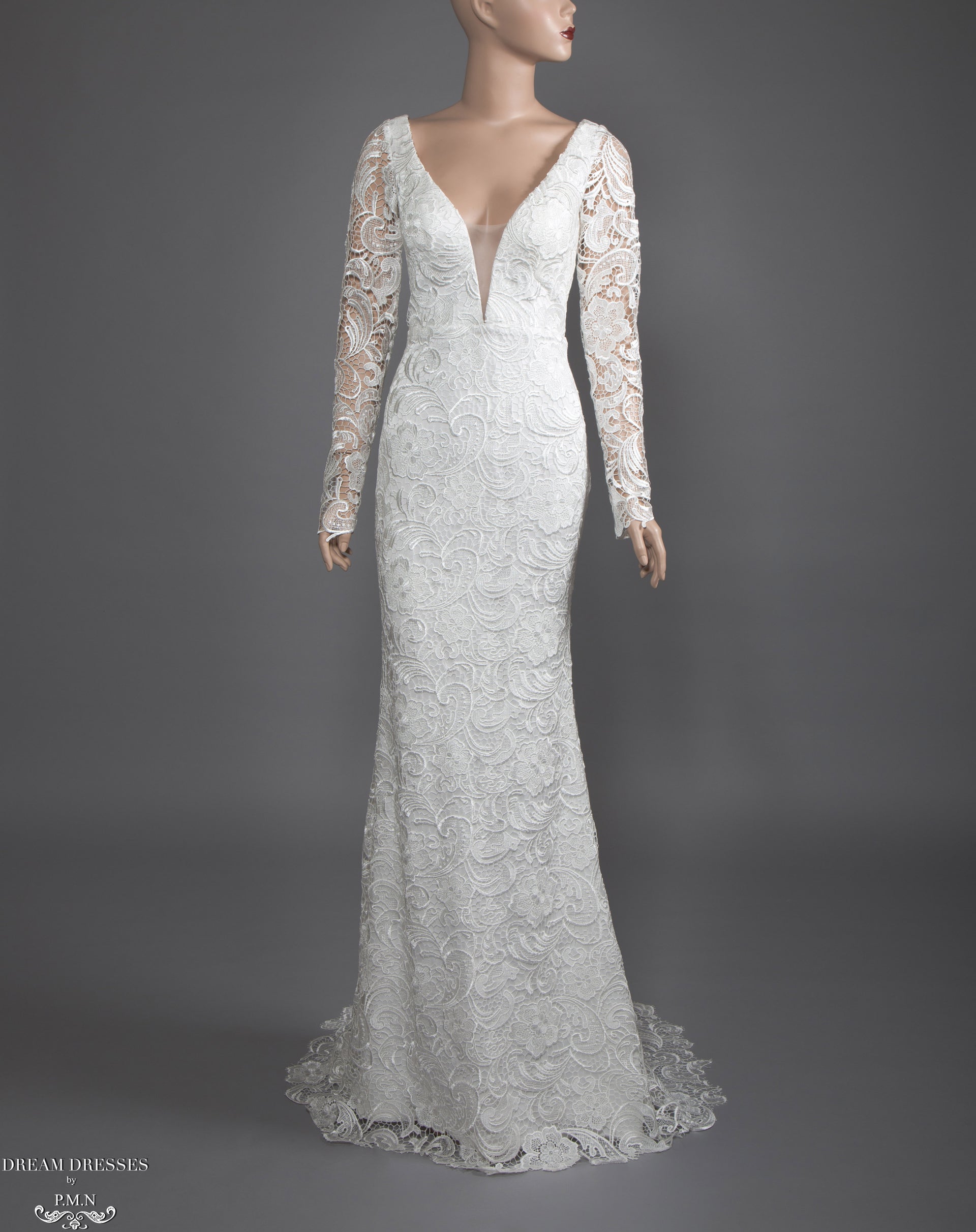 Long Sleeve Lace Wedding Dress (#Elise) - Dream Dresses by P.M.N.